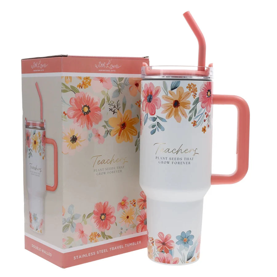 Teachers Plant Seeds 40 oz Stainless Steel Tumbler with Straw