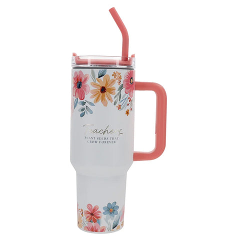 Teachers Plant Seeds 40 oz Stainless Steel Tumbler with Straw