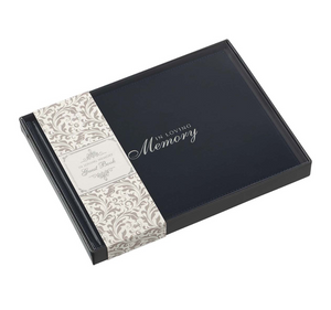 IN LOVING MEMORY NAVY FAUX LEATHER MEDIUM GUEST BOOK