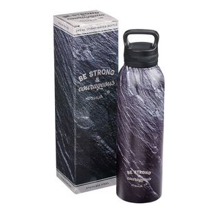 STRONG & COURAGEOUS BLACK STONE STAINLESS STEEL WATER BOTTLE