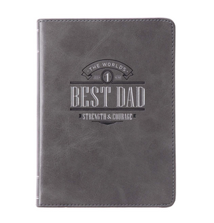 THE WORLD'S BEST DAD HANDY- SIZED GRAY FAUX LEATHER JOURNAL