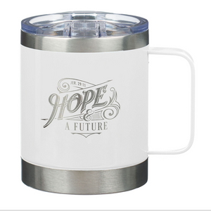 HOPE AND A FUTURE WHITE CAMP STYLE STAINLESS STEEL MUG