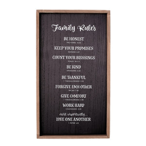 FAMILY RULES WALL PLAQUE