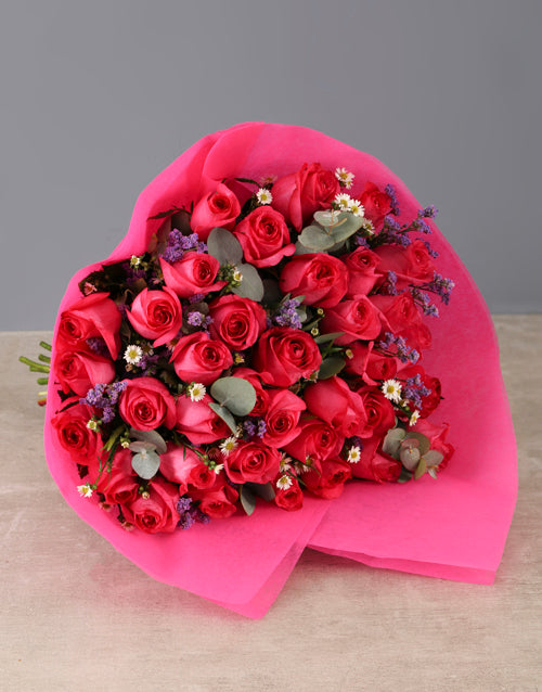 Cerise Rose Bouquet