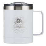 STRONG & COURAGEOUS WHITE CAMP STYLE STAINLESS STEEL MUG- JOSHUA 1:9