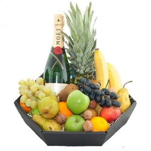 Fruit basket with a bottle Moët & Chandon